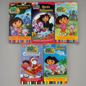Lot of 5 Dora The Explorer Tapes (VHS) Halloween, Christmas, To The Rescue, Etc